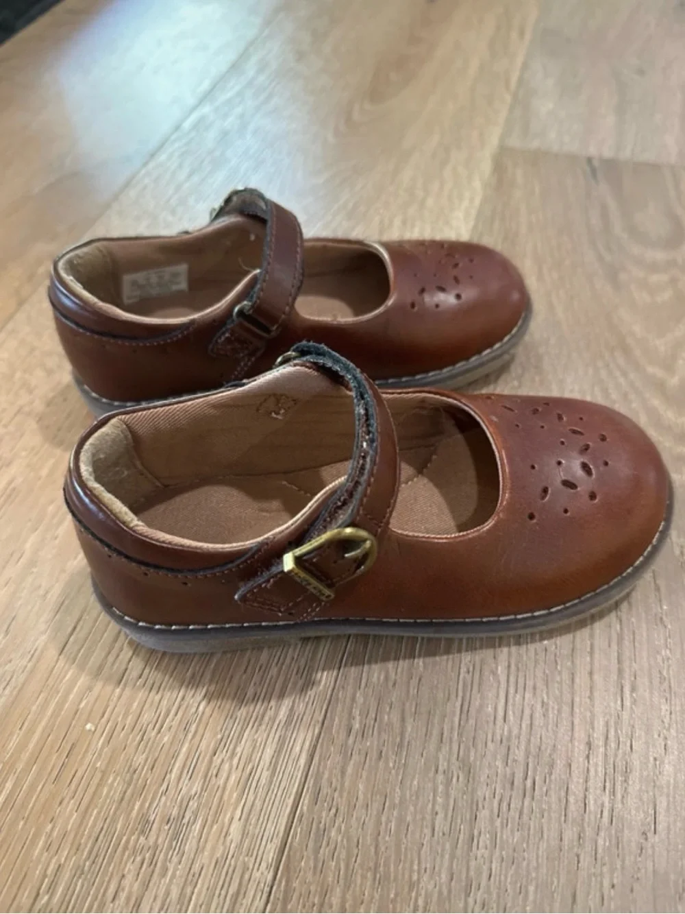 Stride Rite Girls Brown Leather Mary Jane Strap Shoes